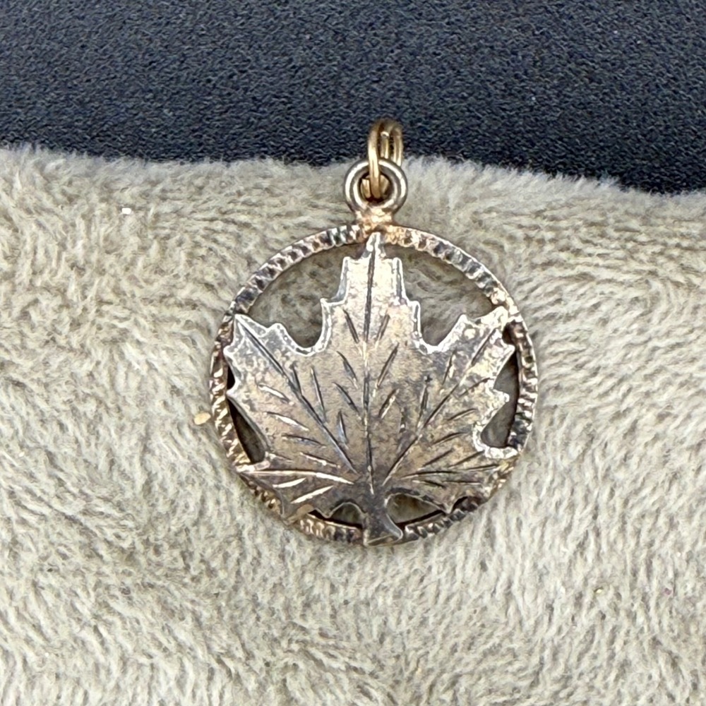 Vintage Sterling Silver Maple Leaf Pendant Silver Nature Signed Charm